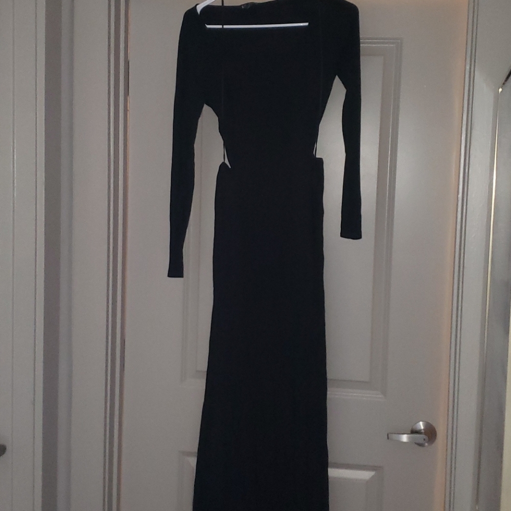 Black LS express low back maxi dress